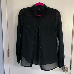 Black sheer button up
